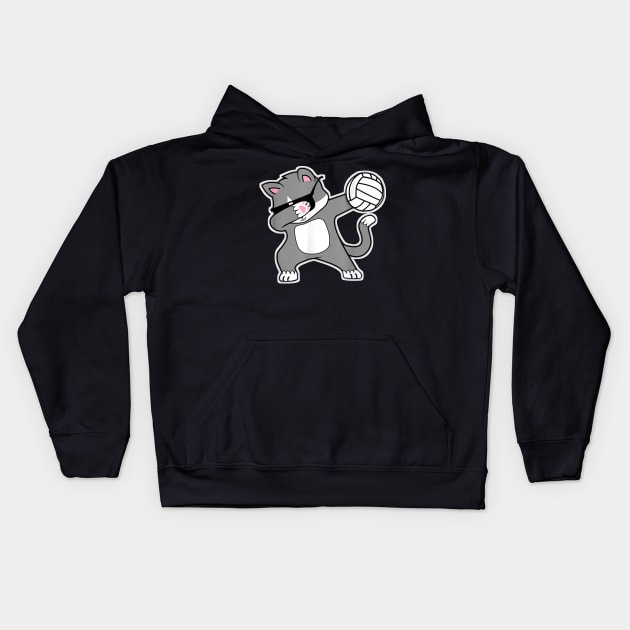 Dabbing Cat Volleyball Kitty Cats Sport Kids Hoodie by Activate